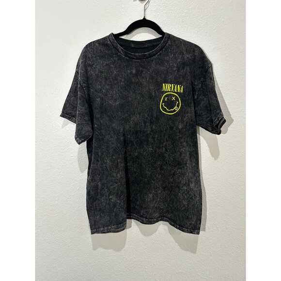 NEW Nirvana Stonewashed Gray Smiley Tee, Size L - Picture 1 of 3